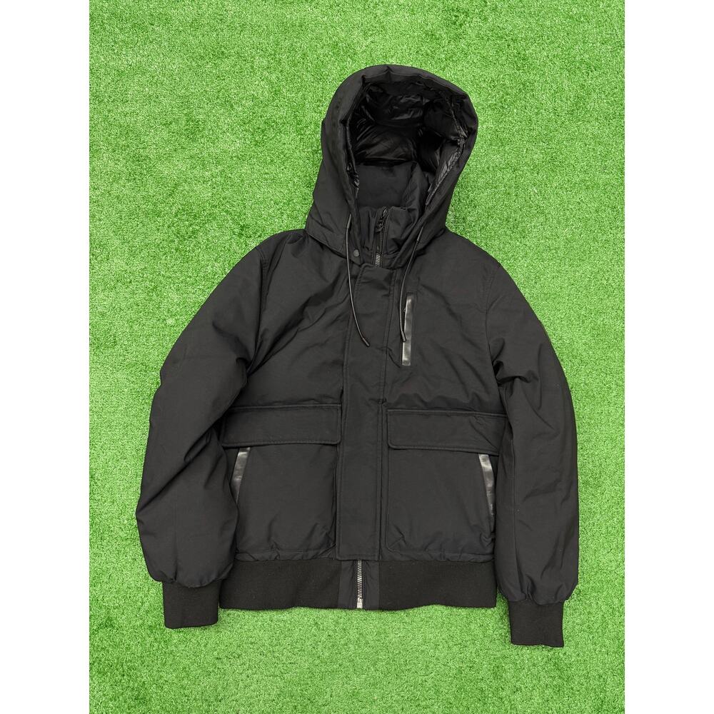 Mackage Nathan Leather Trim Bomber Jacket Black Size 42